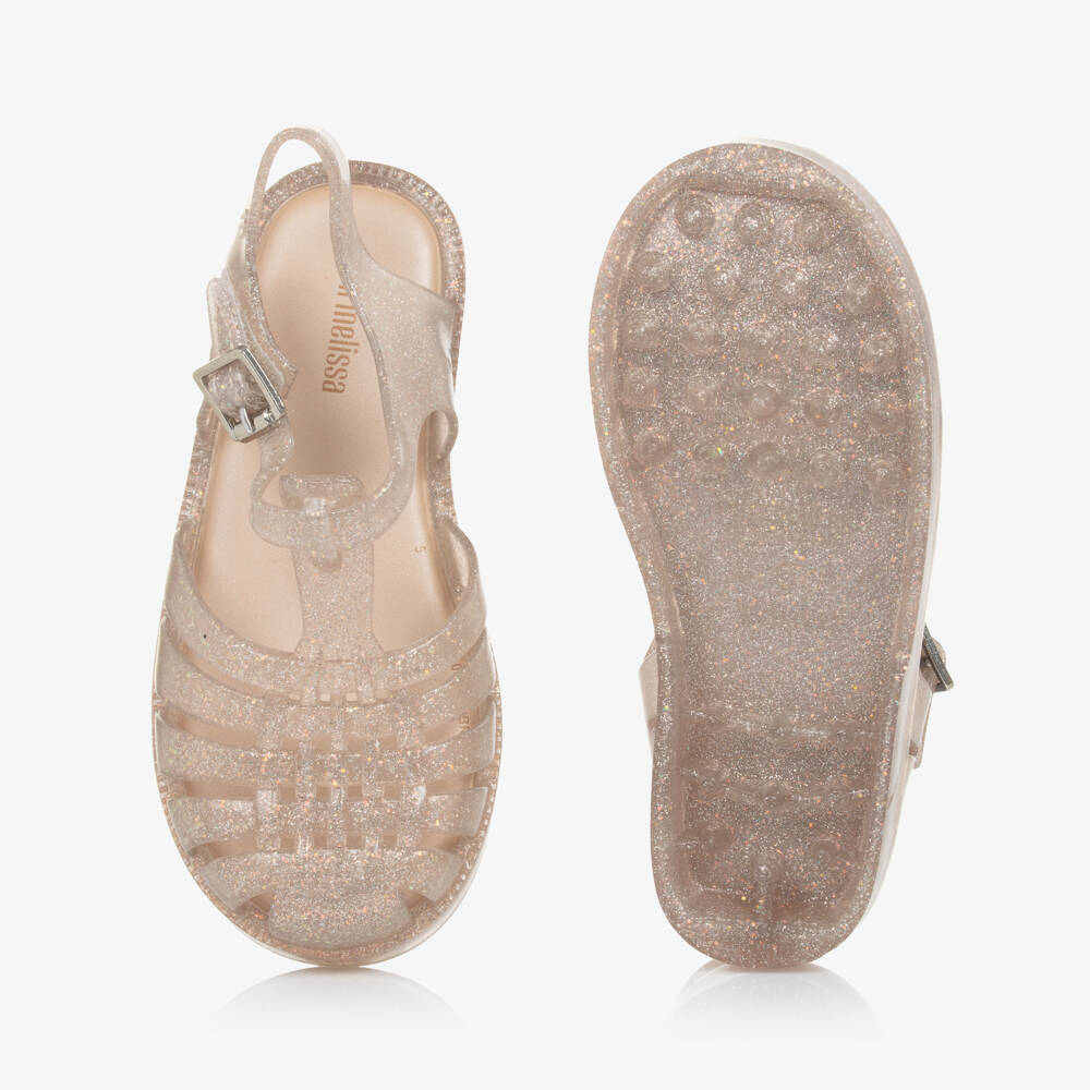 Mini Melissa-Girls Shimmering Gold Jelly Shoes | Childrensalon Outlet