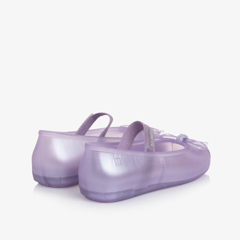 Mini Melissa-حذاء بناتي لامع بلون أرجواني مع فيونكة | Childrensalon Outlet