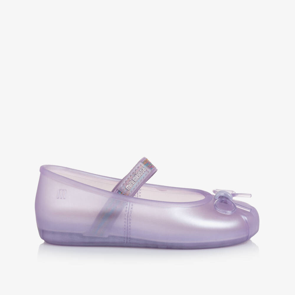 Mini Melissa-حذاء بناتي لامع بلون أرجواني مع فيونكة | Childrensalon Outlet