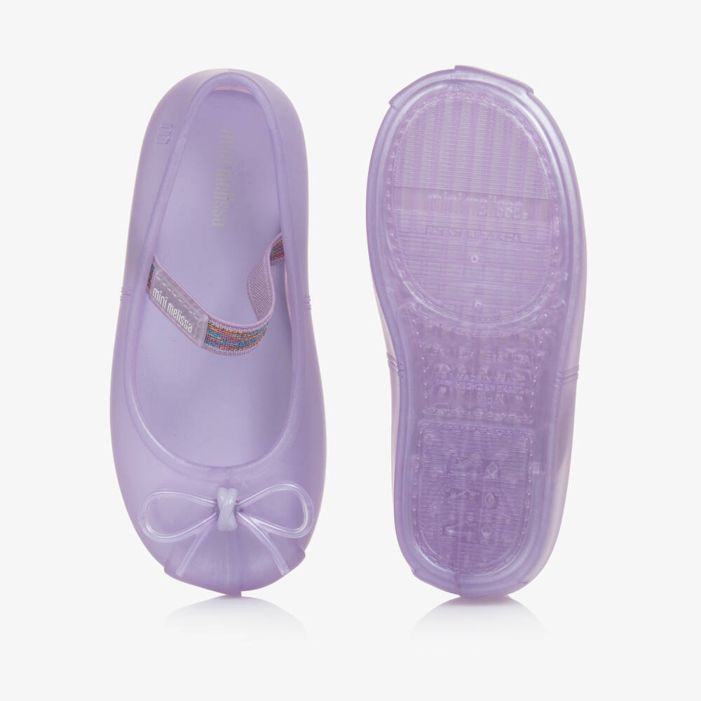 Mini Melissa-حذاء بناتي لامع بلون أرجواني مع فيونكة | Childrensalon Outlet