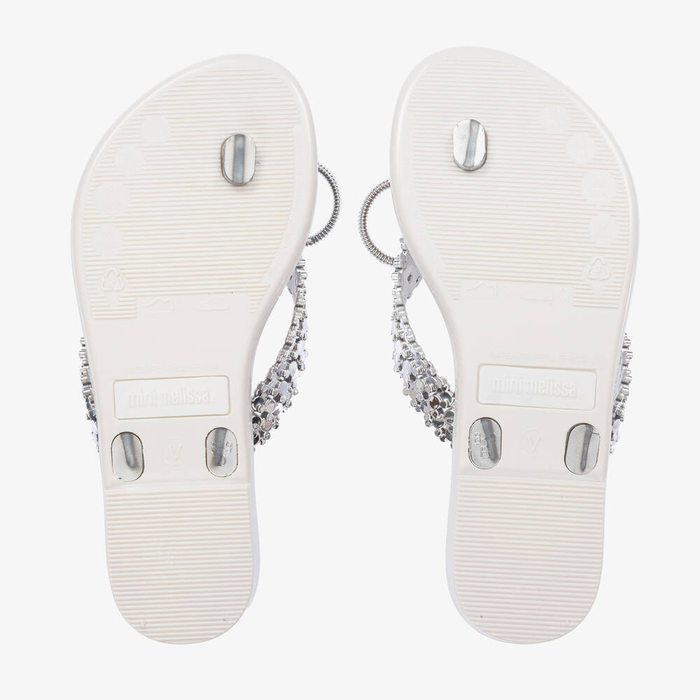 Mini Melissa Girls Silver Disney Jelly Flip Flops Childrensalon Outlet
