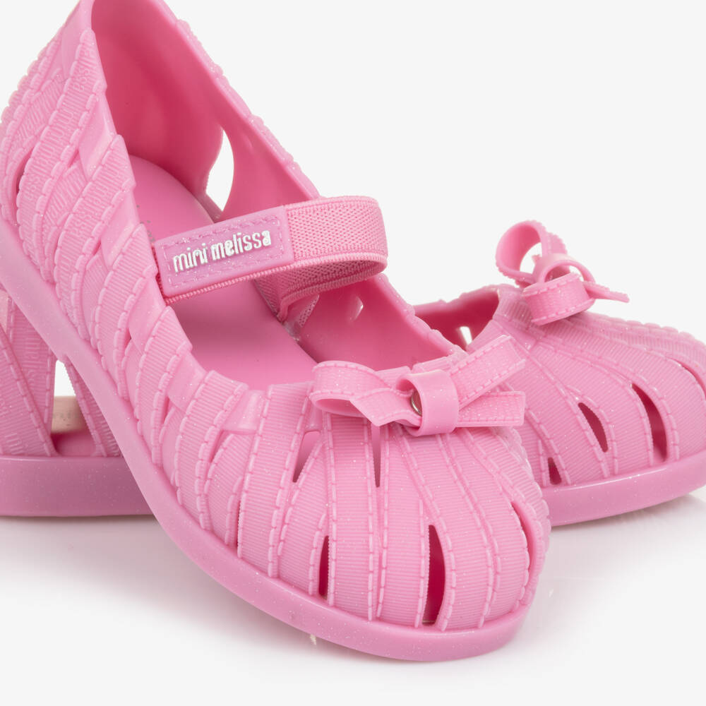 Mini Melissa-Girls Sparkling Pink Bow Flats | Childrensalon Outlet