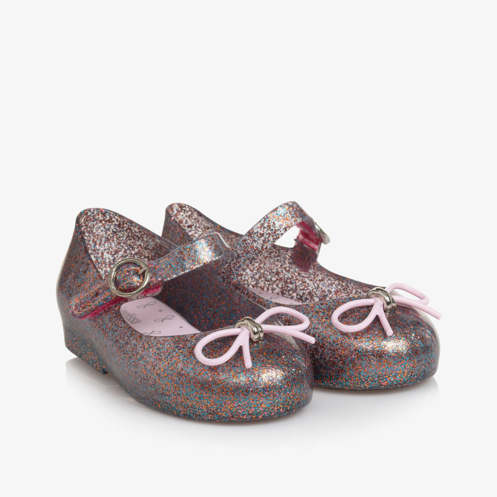 Mini Melissa-Girls Sparkling Purple Bow Flats | Childrensalon Outlet