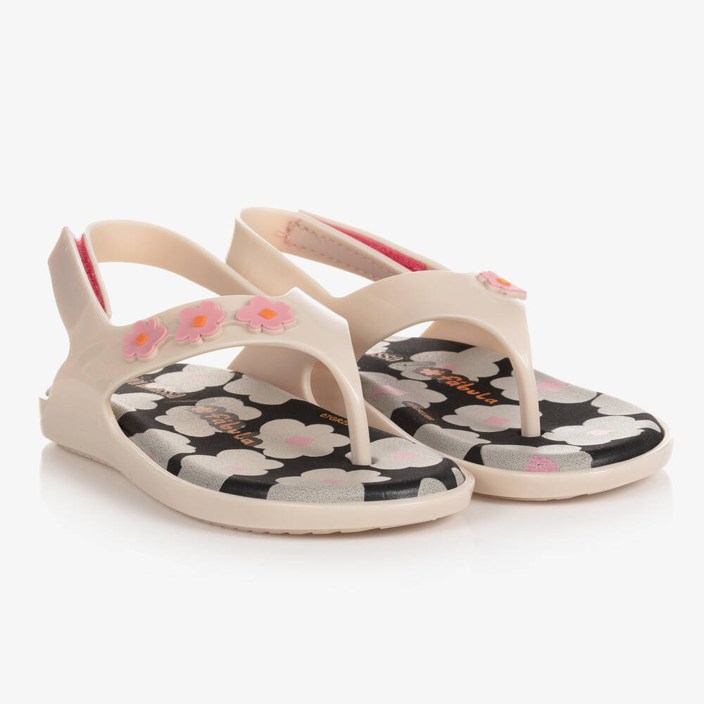 Mini Melissa - Sandales plastique blanc à fleurs | Childrensalon