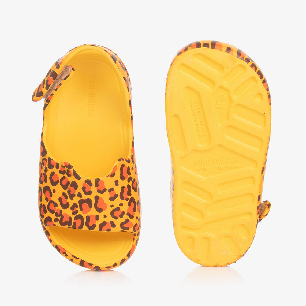 Mini Melissa-Girls Yellow Leopard Print Sandals | Childrensalon Outlet
