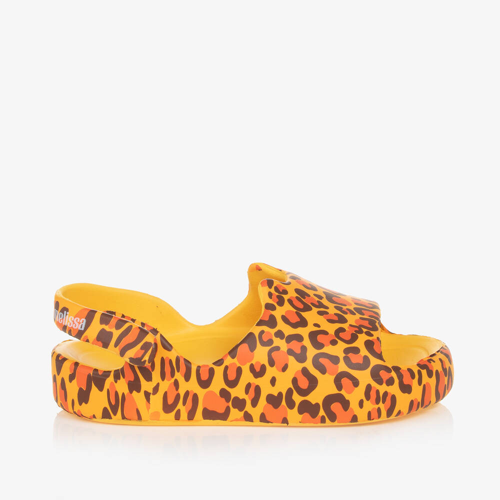 Mini Melissa-Girls Yellow Leopard Print Sandals | Childrensalon Outlet