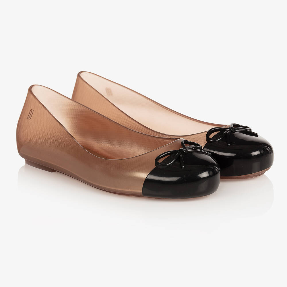 Mini Melissa - Gold & Black Jelly Ballet Shoes | Childrensalon