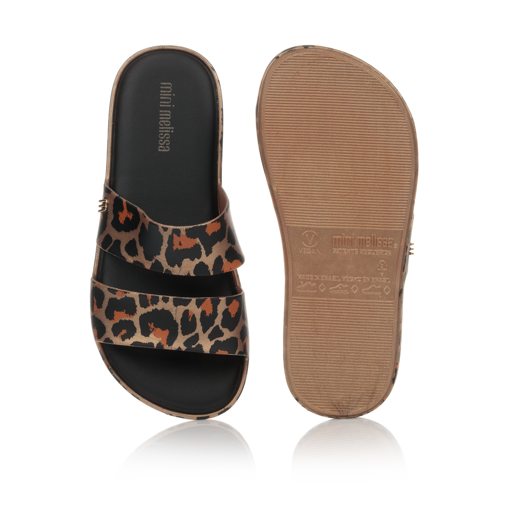 Mini Melissa Gold Leopard Print Sliders Childrensalon Outlet