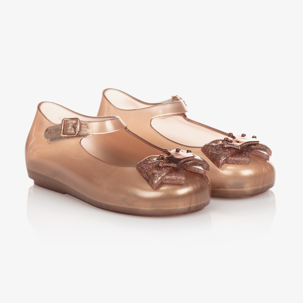 Mini Melissa - حذاء بمب جيلي أطفال بناتي لون روز ذهبي | Childrensalon