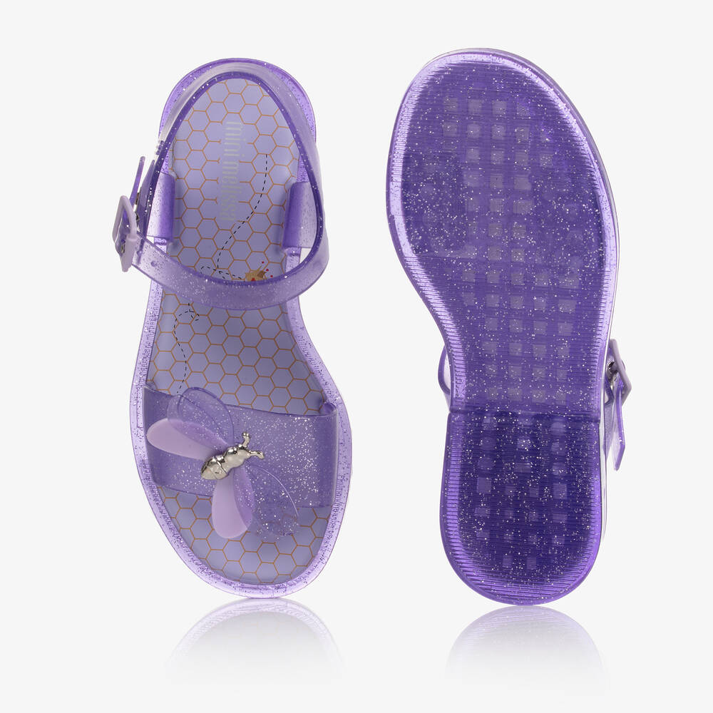 Mini Melissa-Junior Girls Lilac Bugs Jelly Sandals | Childrensalon Outlet
