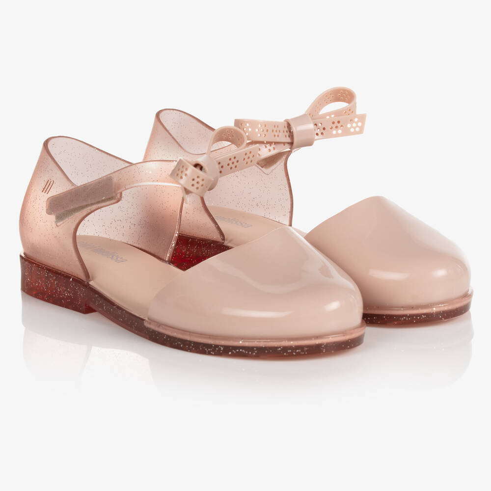 Mini Melissa - Junior Girls Pink Bow Jelly Shoes | Childrensalon