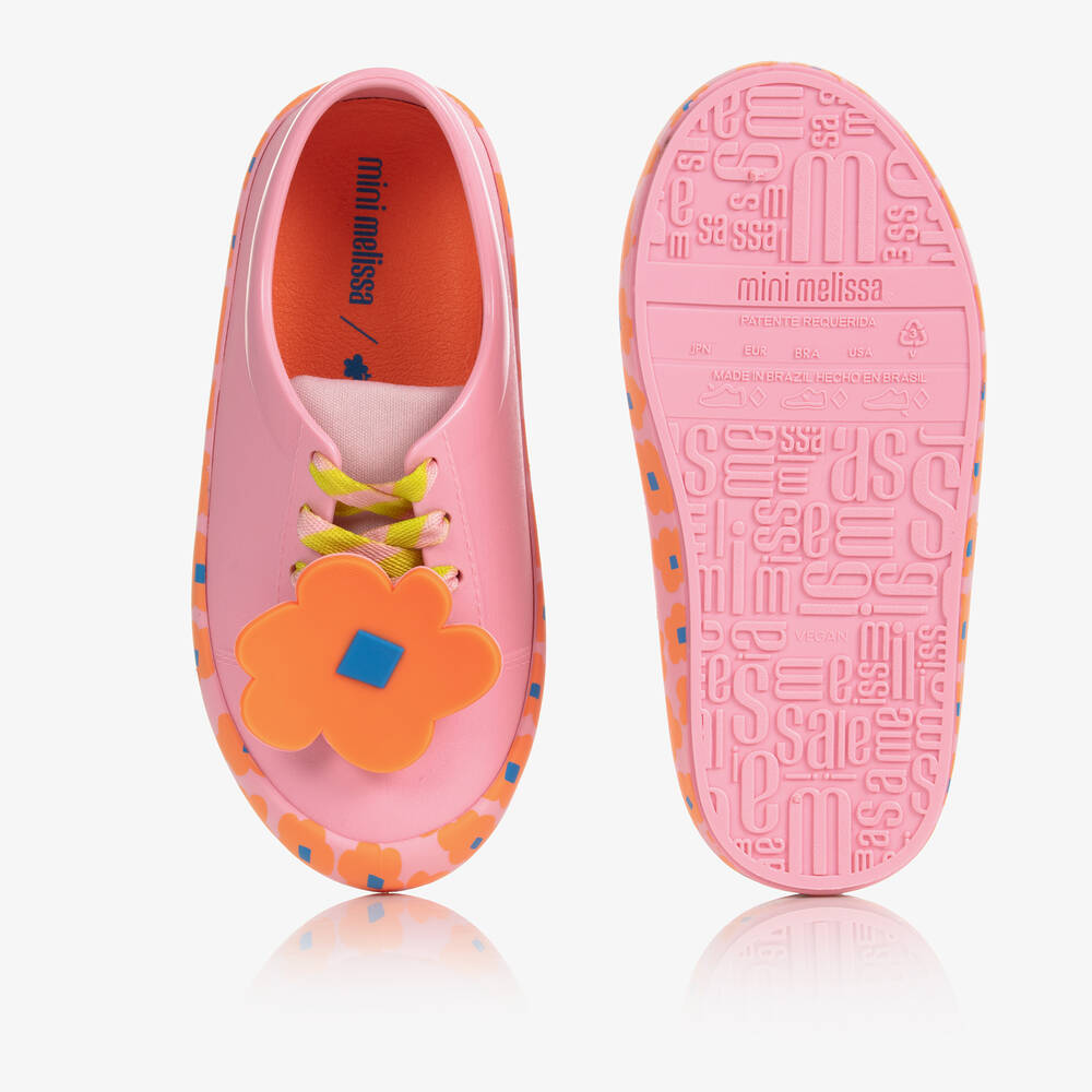 Mini Melissa-Junior Girls Pink Floral Jelly Trainers | Childrensalon Outlet