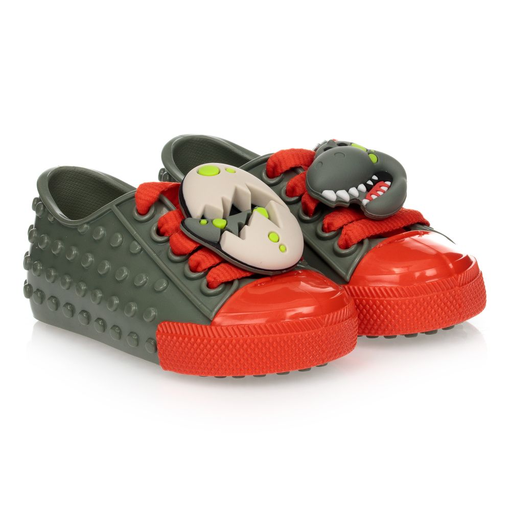 Mini Melissa - Khakifarbene Dinosaurier-Jelly-Sneakers | Childrensalon
