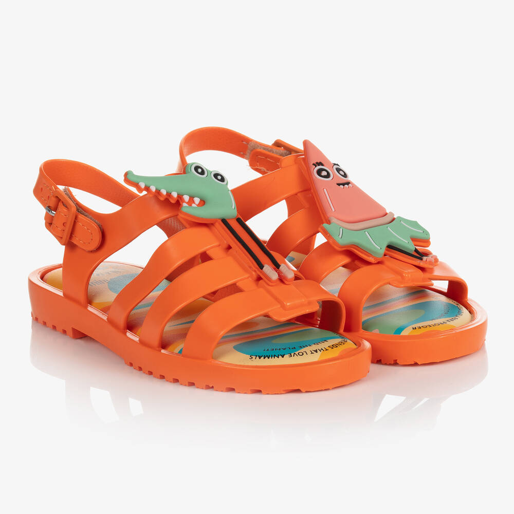 Mini Melissa - Orange Krokodil-Gelee-Sandalen | Childrensalon