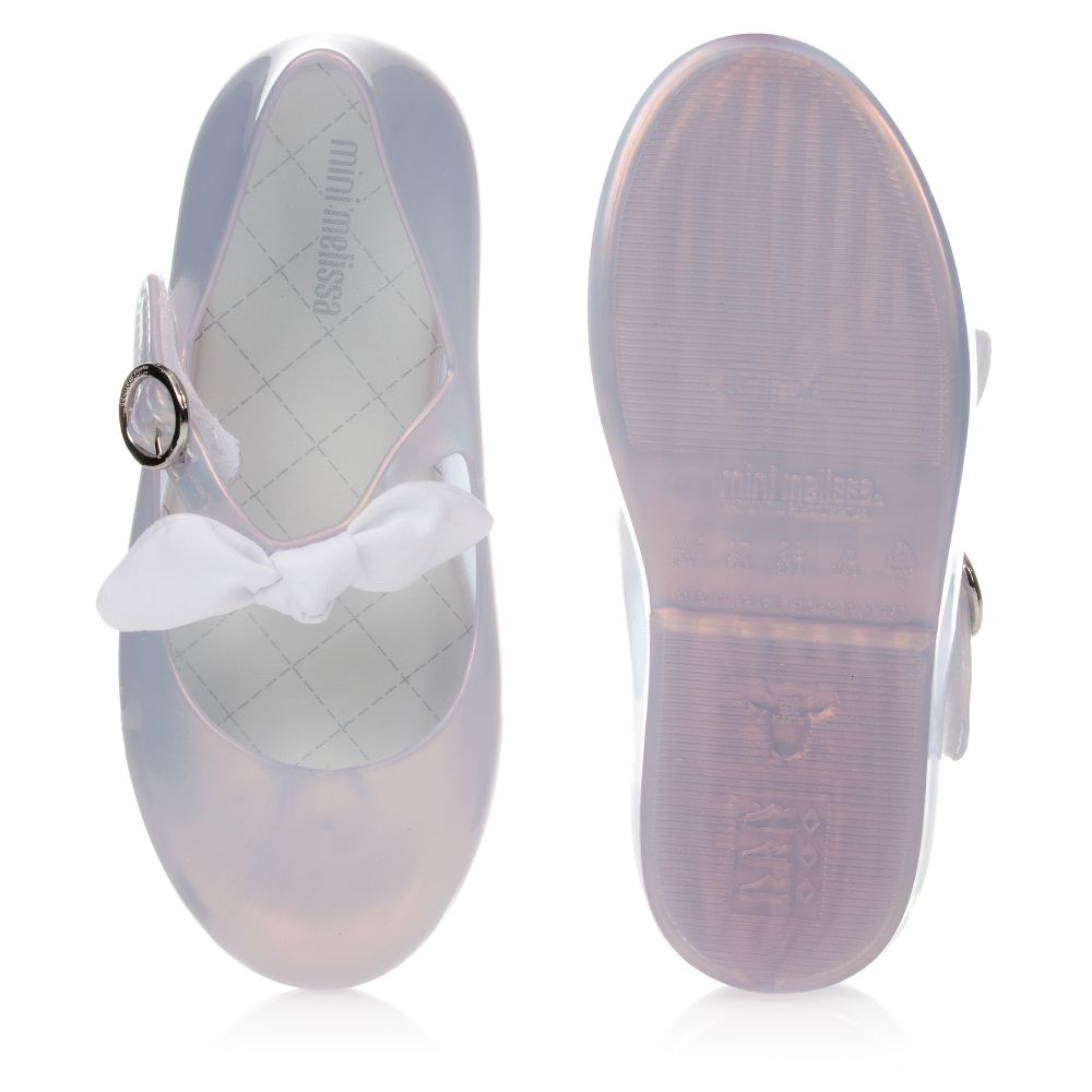 Mini Melissa Pearl White Bow Jelly Shoes