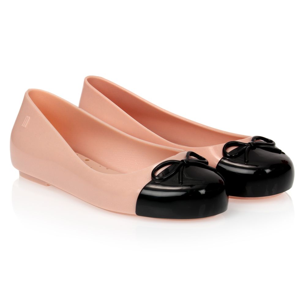 Mini Melissa - Резиновые туфли розового и черного цвета | Childrensalon