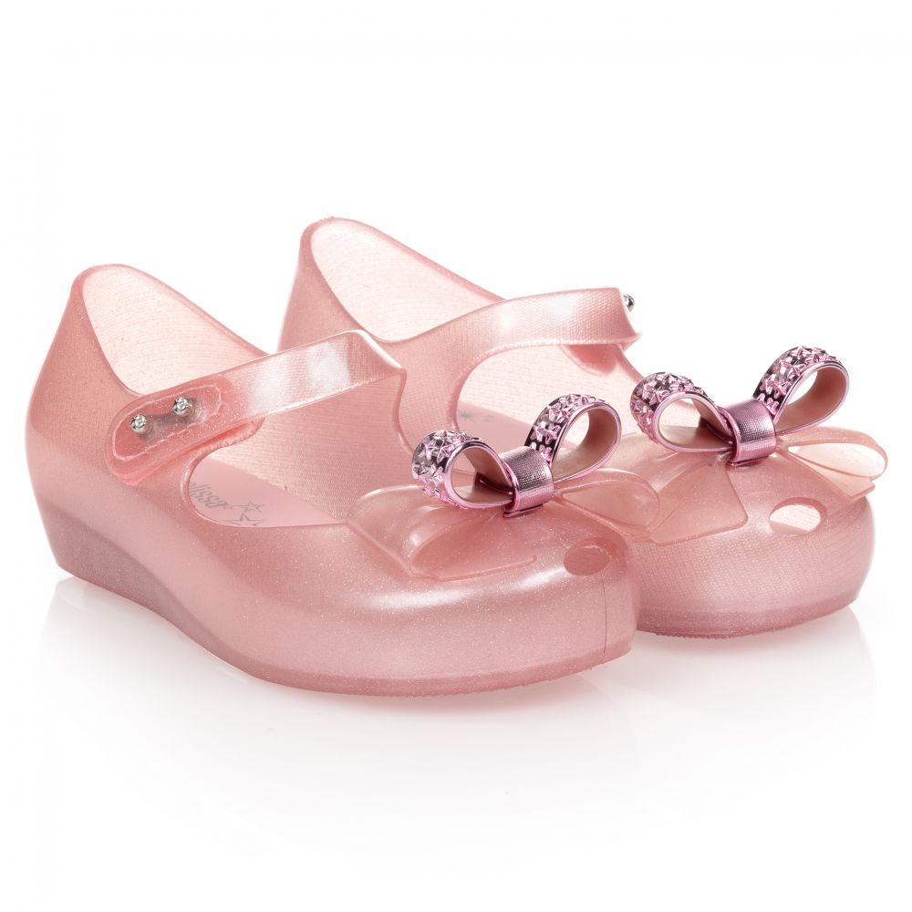 Mini Melissa - Розовые резиновые туфли с бантиками | Childrensalon