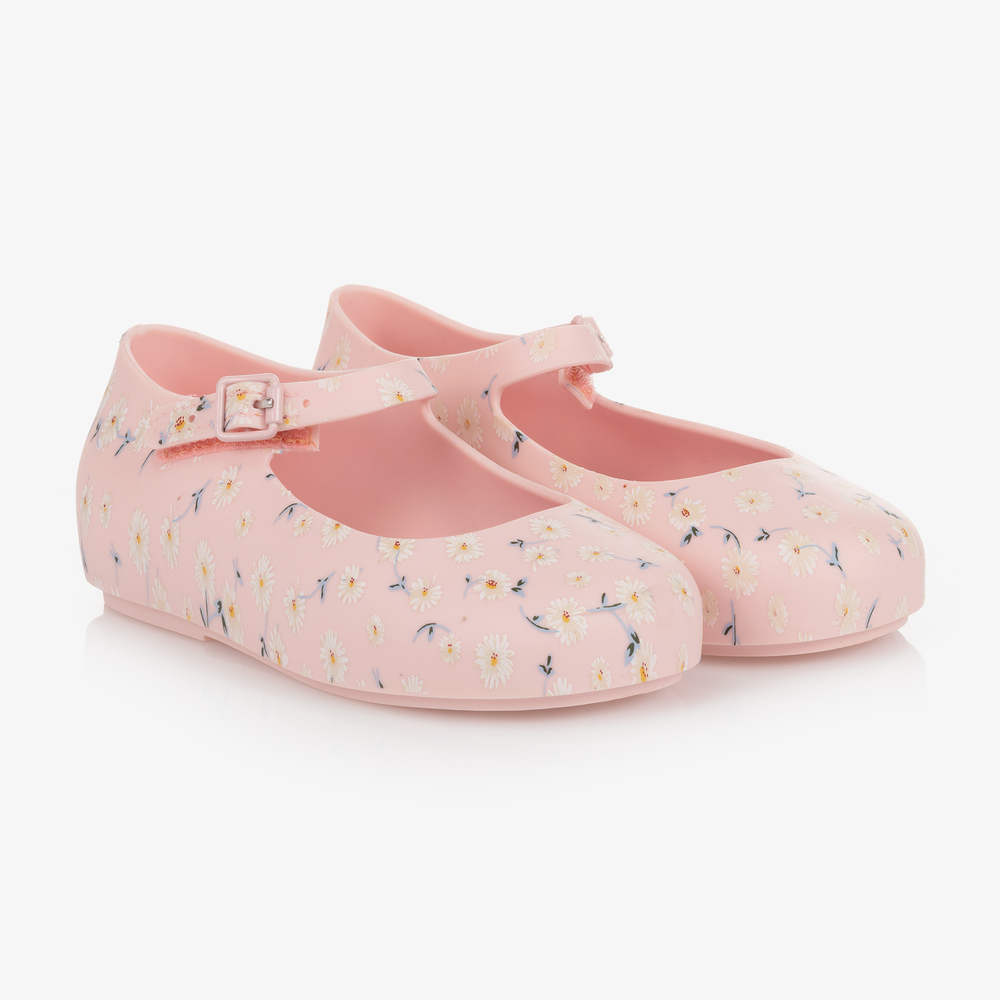 Mini Melissa - Розовые резиновые туфли с ромашками | Childrensalon