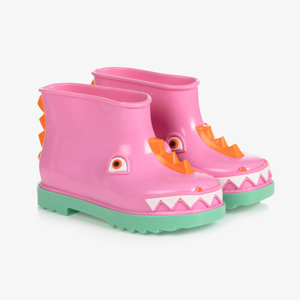 Mini Melissa - Bottes de pluie roses en PVC Dinosaure | Childrensalon