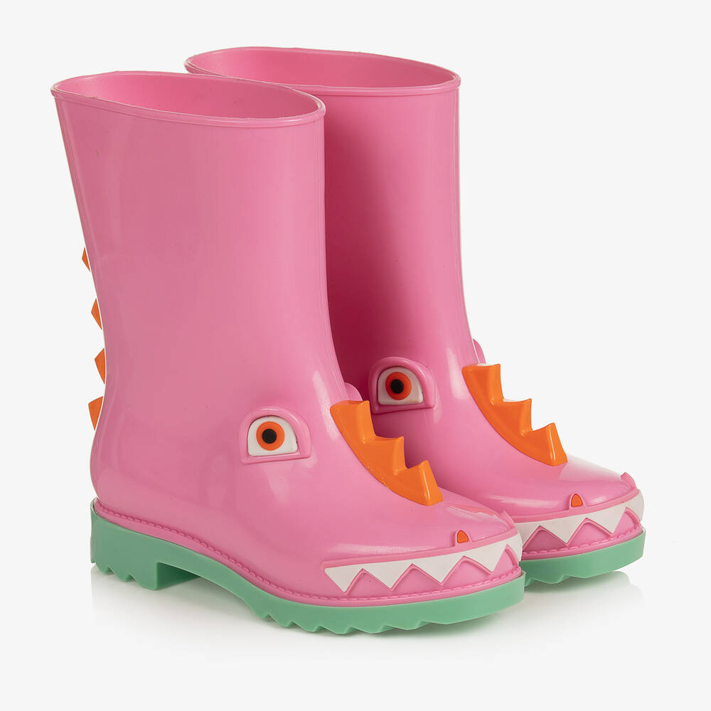 Mini Melissa - Pinke PVC-Gummistiefel im Drachen-Design | Childrensalon