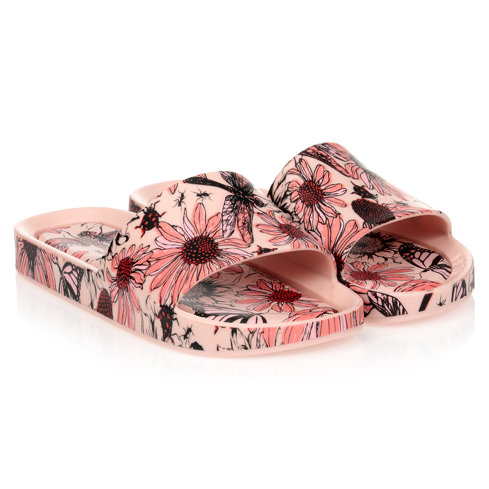 Mini Melissa - Claquettes fleuries roses | Childrensalon