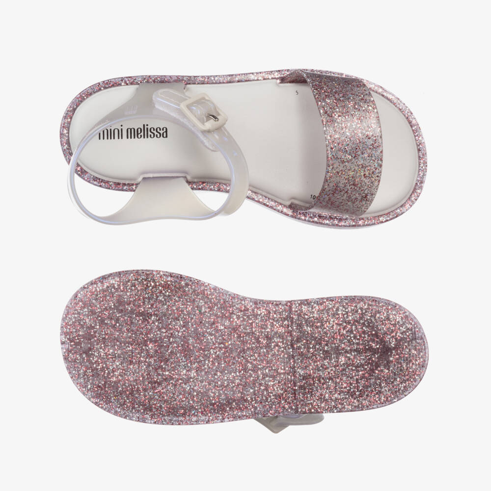 Mini Melissa-Pink Glitter Jelly Sandals | Childrensalon Outlet
