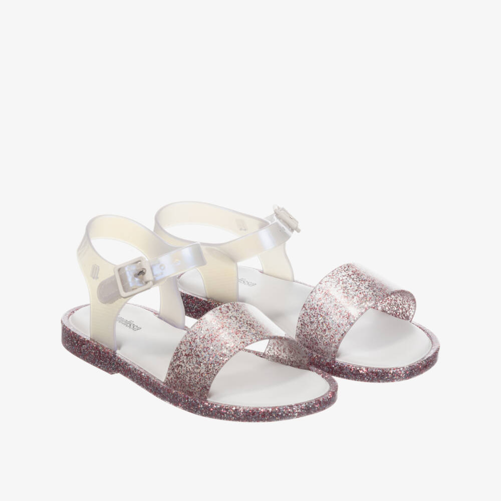 Mini Melissa-Pink Glitter Jelly Sandals | Childrensalon Outlet