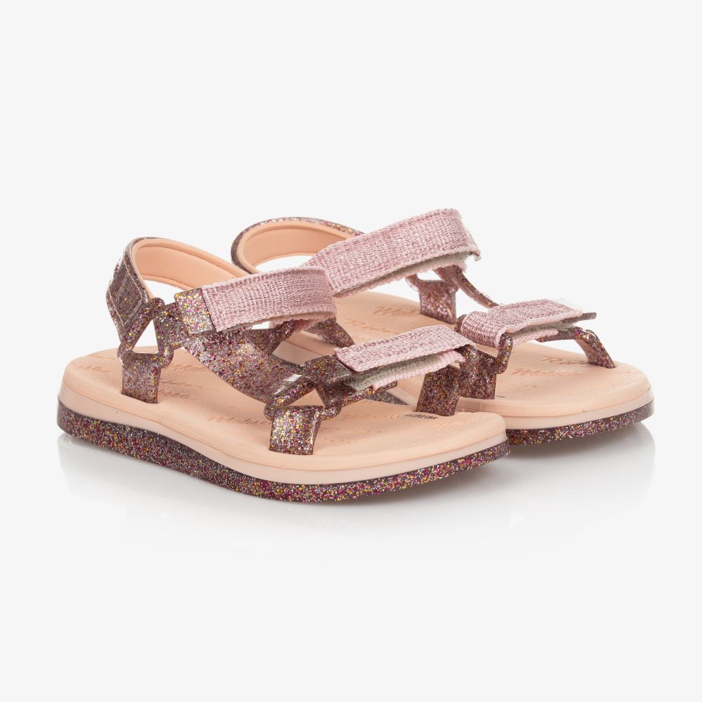 Mini Melissa - Pink Glitter Jelly Sandals | Childrensalon