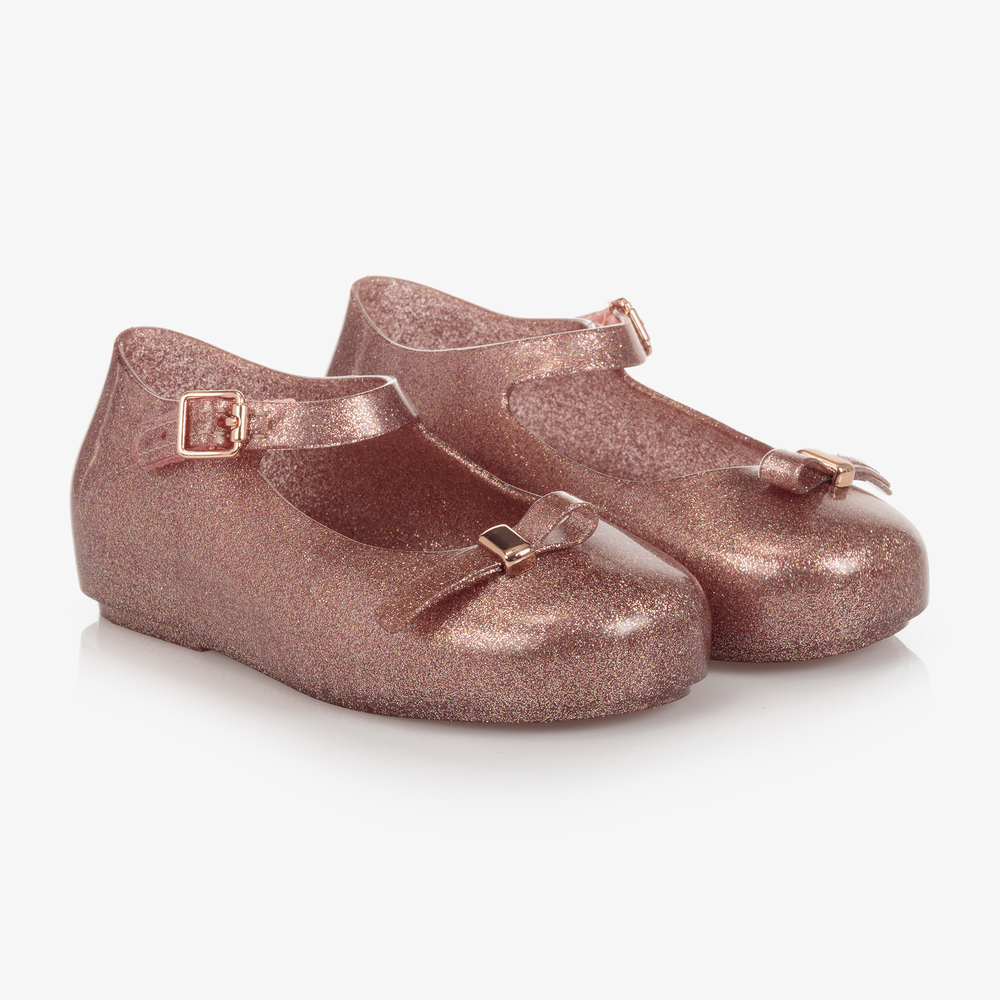 Mini Melissa - Rosa Gelee-Schuhe mit Glitzer | Childrensalon
