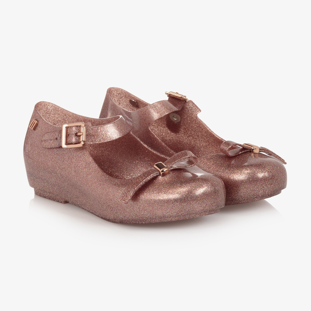 Mini Melissa - Rosa Gelee-Schuhe mit Glitzer | Childrensalon