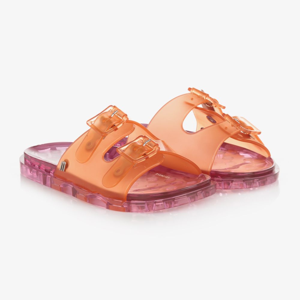 Mini Melissa - Розово-оранжевые резиновые шлепанцы | Childrensalon