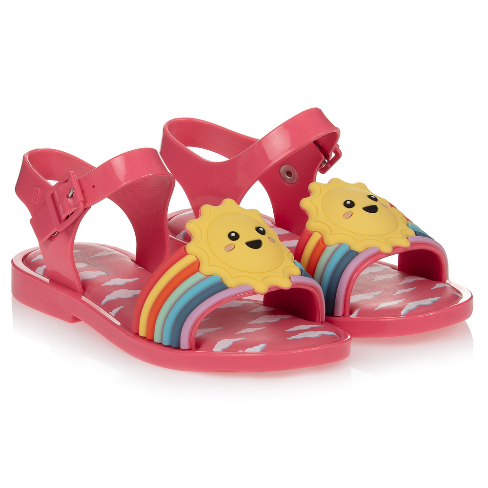 Mini Melissa - Pinke Jelly-Sandalen mit Regenbogen und Sonne | Childrensalon