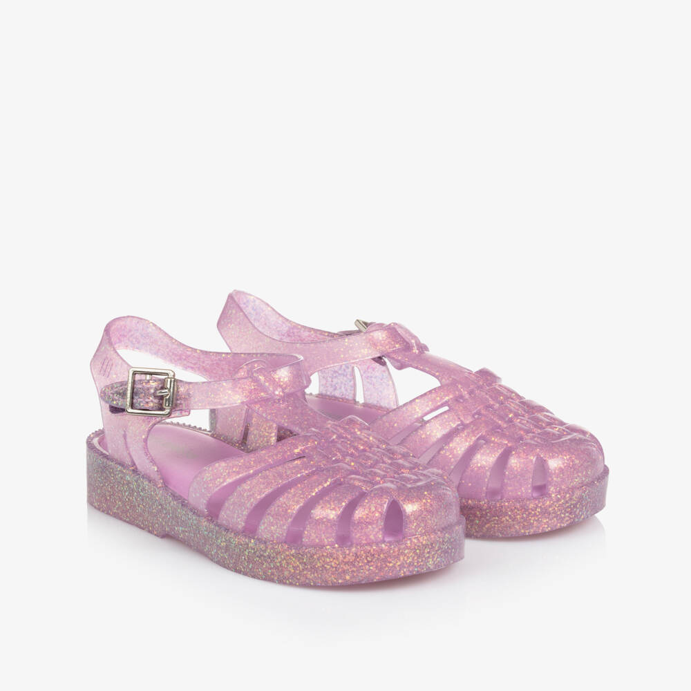 Mini Melissa-Purple Sparkle Jelly Footwear for Girls | Childrensalon Outlet