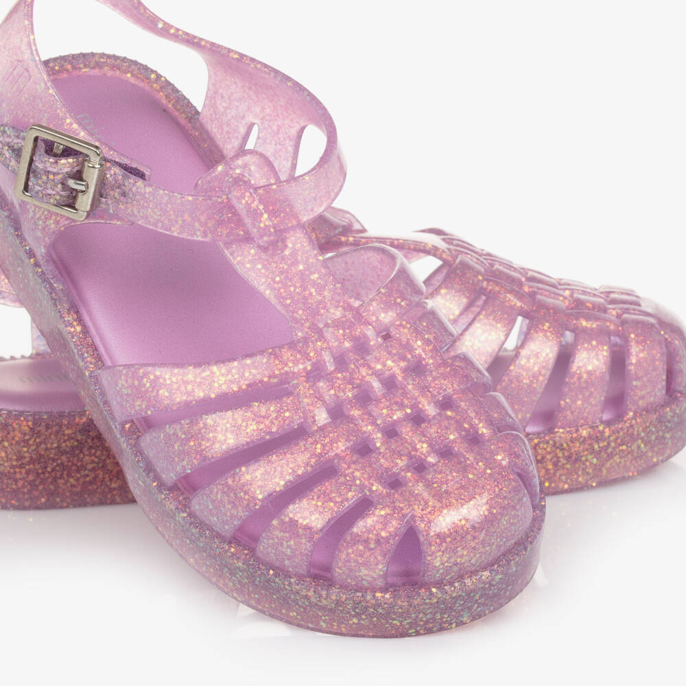 Mini Melissa-Purple Sparkle Jelly Footwear for Girls | Childrensalon Outlet