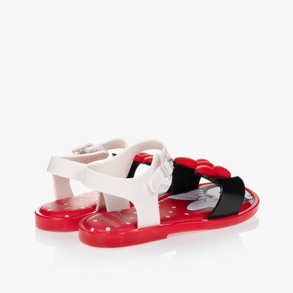 Mini Melissa-صندل جيلي ديزني لون أحمر، أبيض وأسود | Childrensalon Outlet