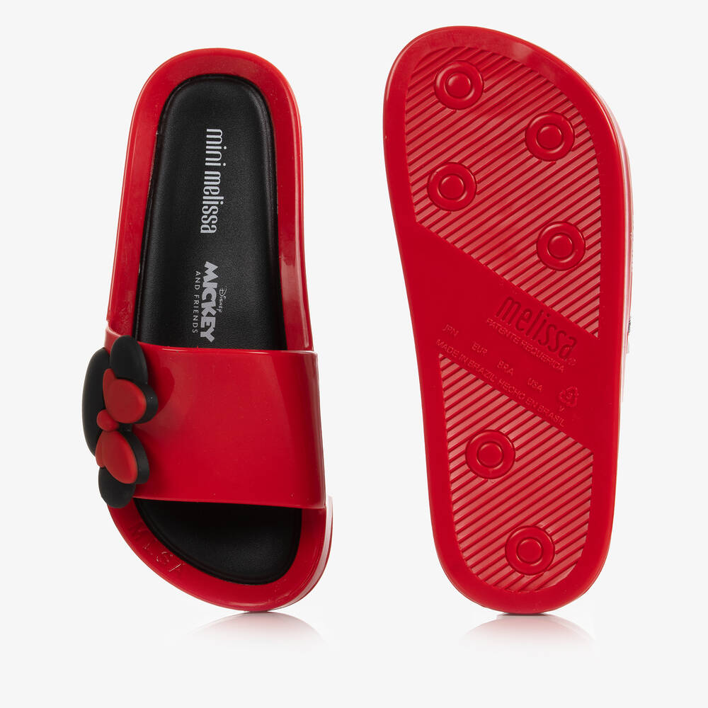 Mini Melissa Red Disney Minnie Mouse Beach Sliders Childrensalon Outlet