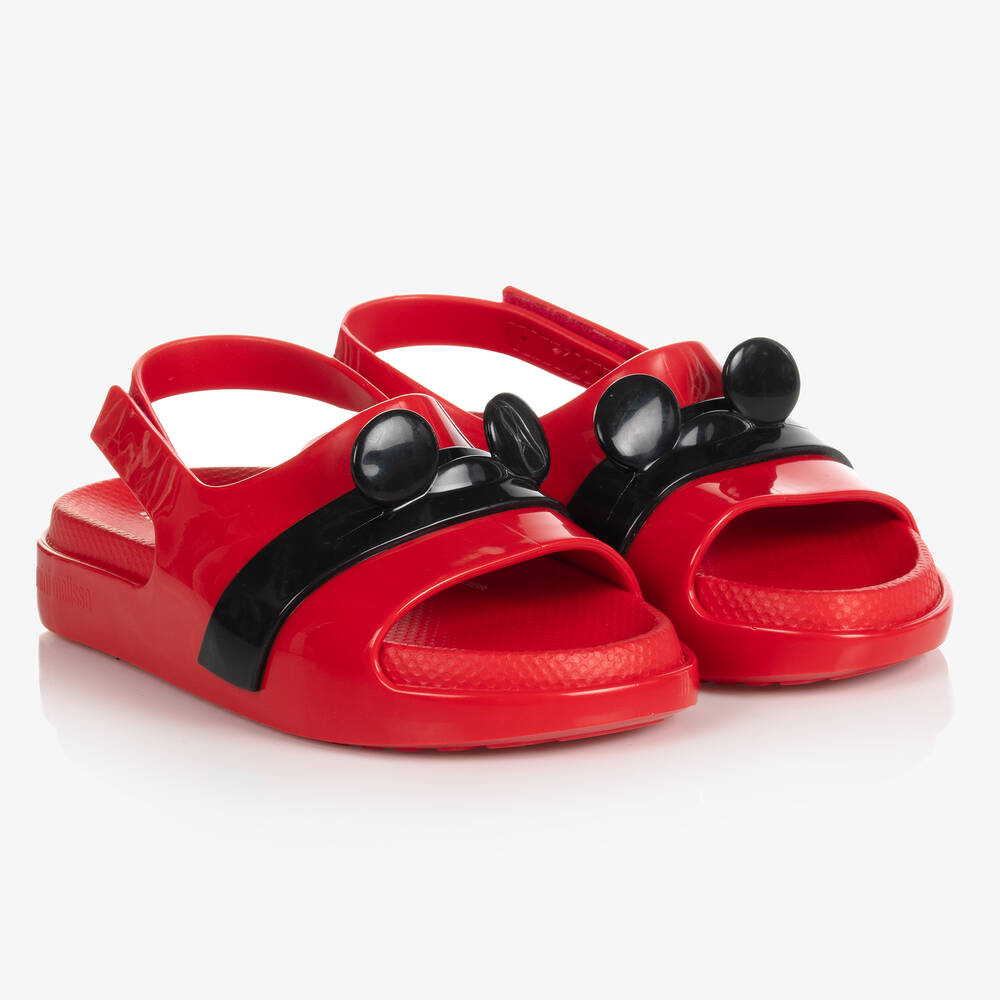 Mini Melissa - Красные резиновые сандалии с Микки Маусом | Childrensalon