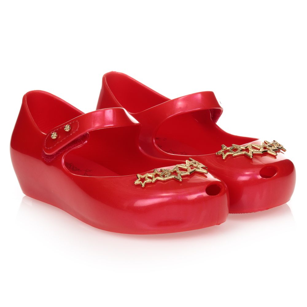 Mini Melissa - حذاء جيلي لون أحمر و ذهبي للبنات  | Childrensalon