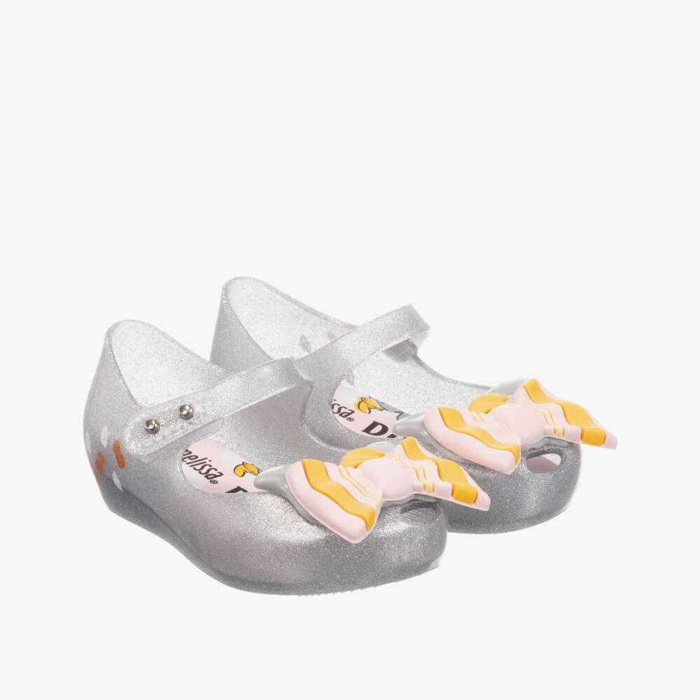 Mini Melissa-Silver Dumbo Jelly Shoes  | Childrensalon Outlet