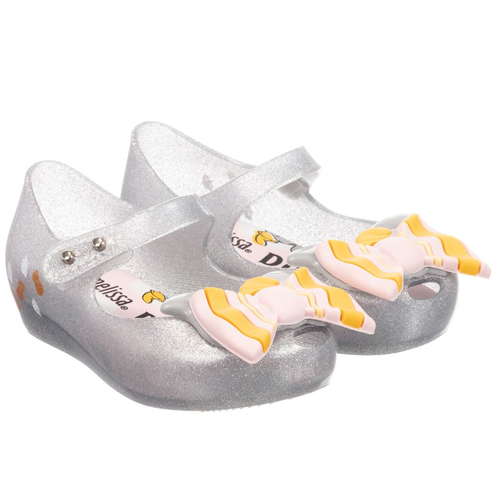 Mini Melissa - Silver Dumbo Jelly Shoes  | Childrensalon