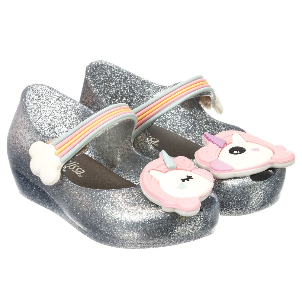 Mini Melissa - حذاء جيلي لون فضّي للبنات  | Childrensalon