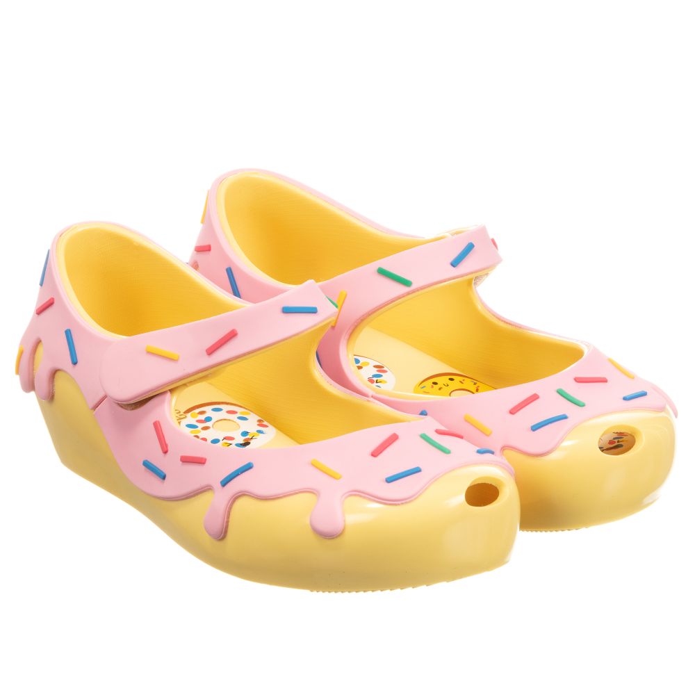 Mini Melissa - حذاء جيلي لون أصفر و زهري للبنات  | Childrensalon