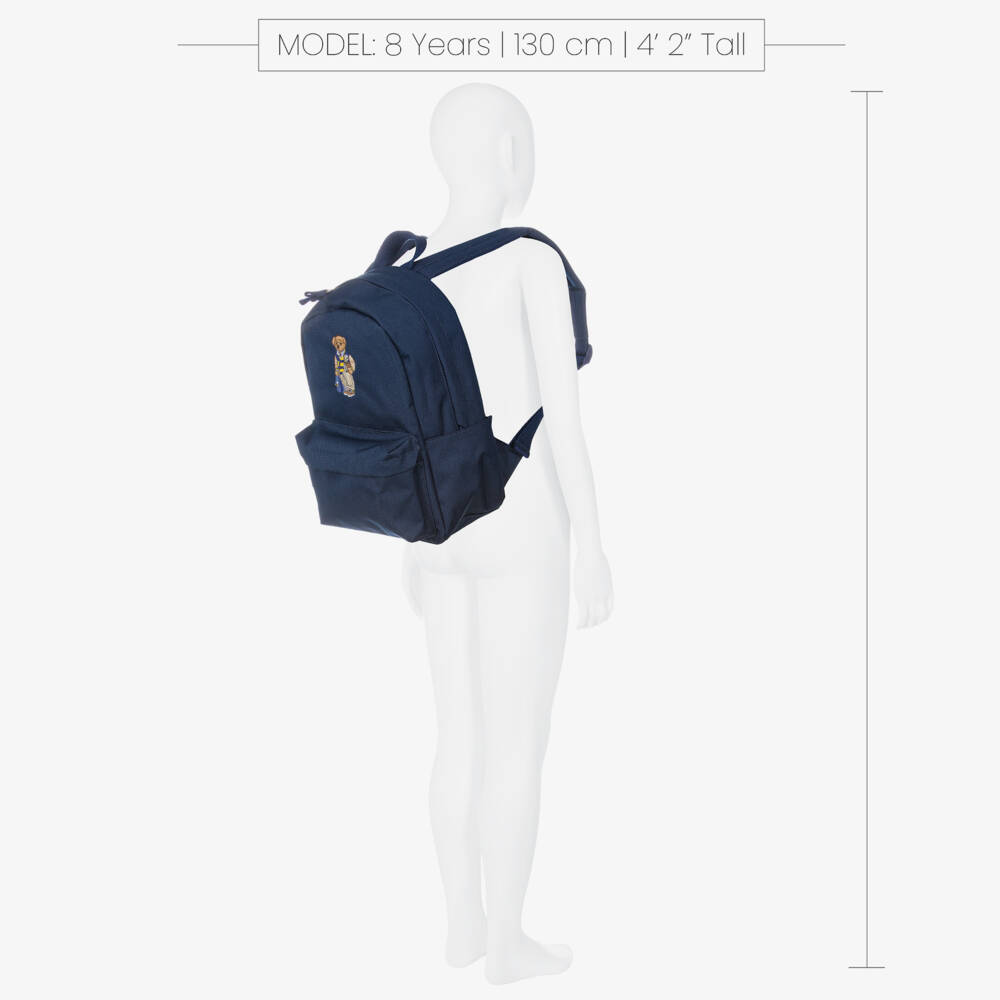 Ralph Lauren-Mini Navy Blue Canvas Polo Bear Backpack (34cm) | Childrensalon Outlet
