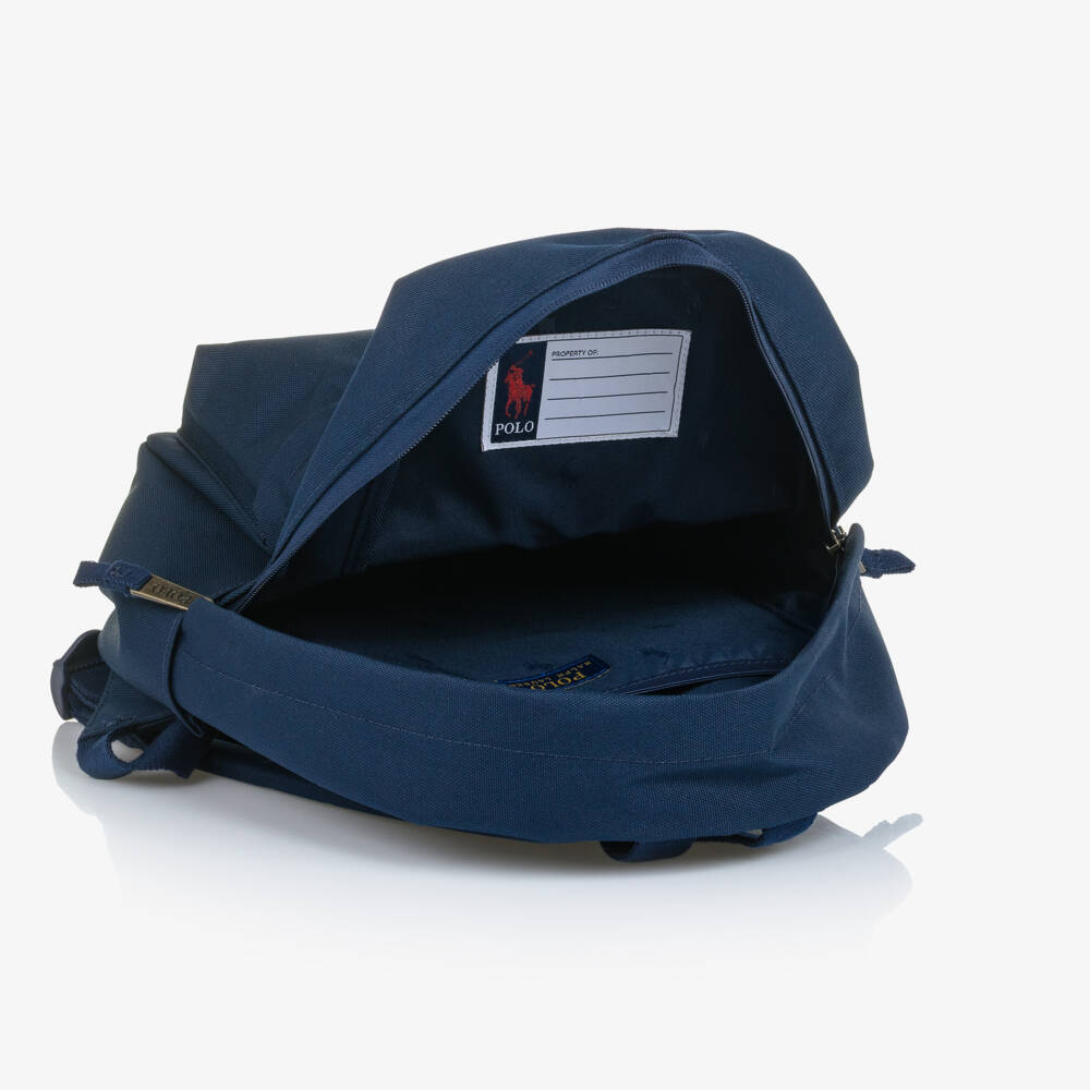 Ralph Lauren-Mini Navy Blue Canvas Polo Bear Backpack (34cm) | Childrensalon Outlet
