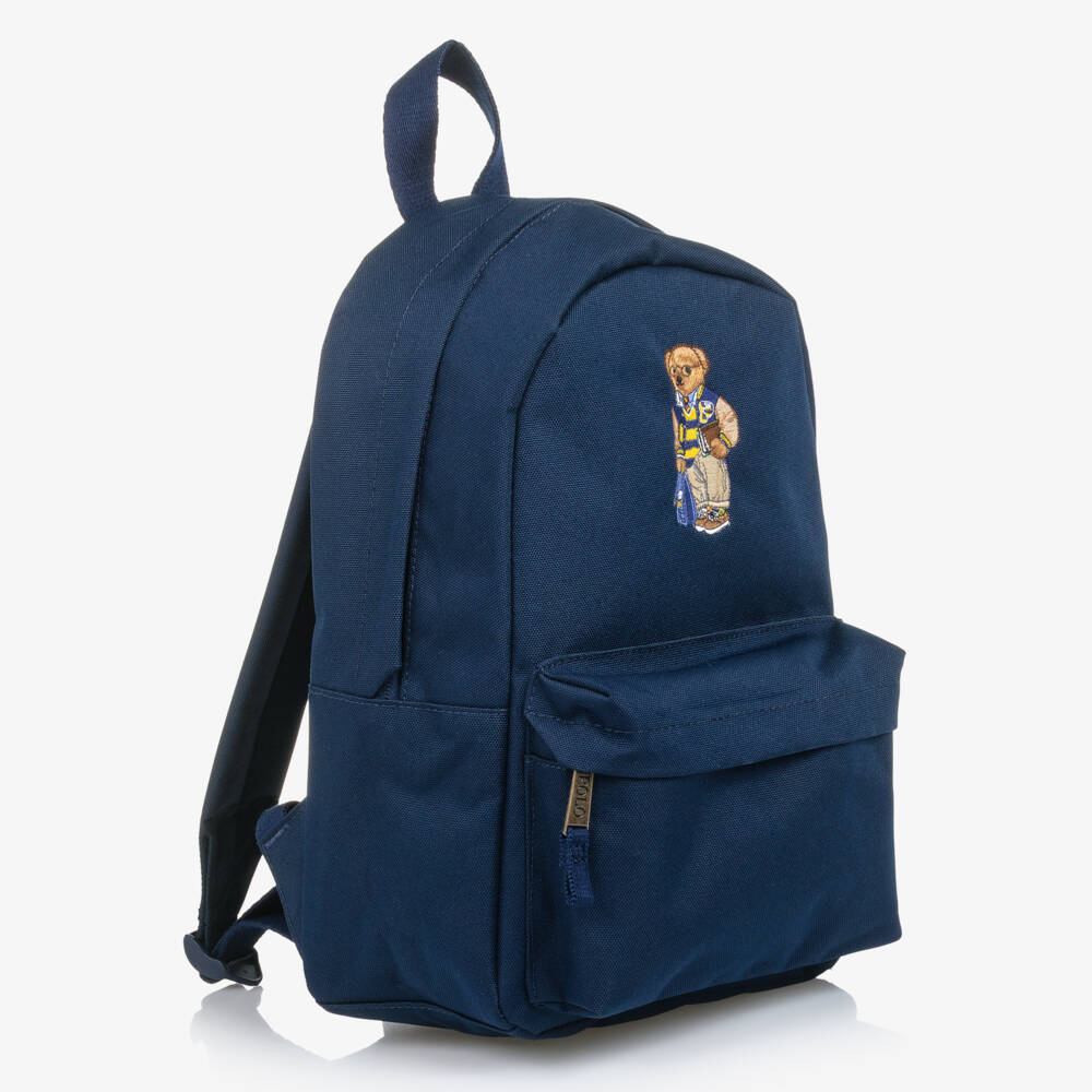 Ralph Lauren-Mini Navy Blue Canvas Polo Bear Backpack (34cm) | Childrensalon Outlet