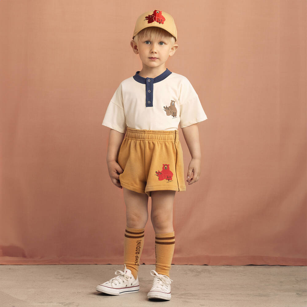 Mini Rodini-Бежевые шорты из хлопка с животными для приключений | Childrensalon Outlet