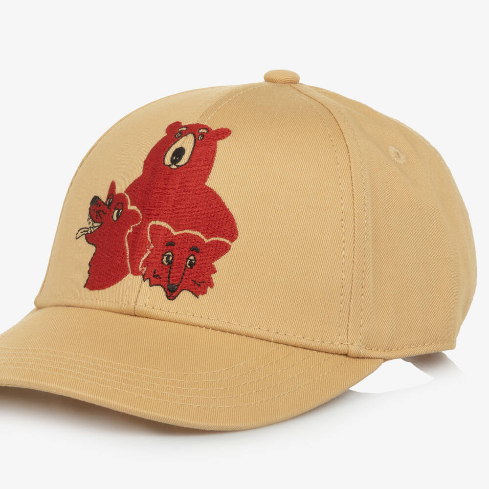 Mini Rodini-Beige Cotton Twill Bear Cap | Childrensalon Outlet