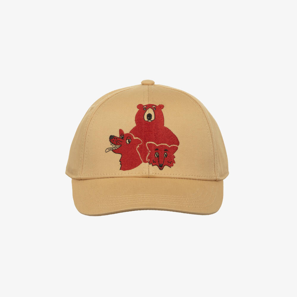 Mini Rodini-Beige Cotton Twill Bear Cap | Childrensalon Outlet