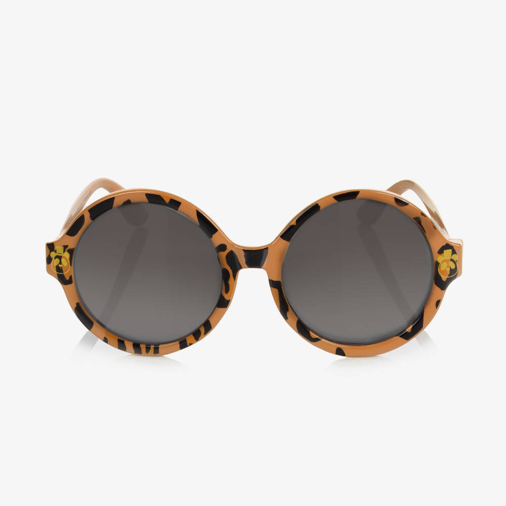 Mini Rodini-Beige Leopard Print Round Sunglasses | Childrensalon Outlet