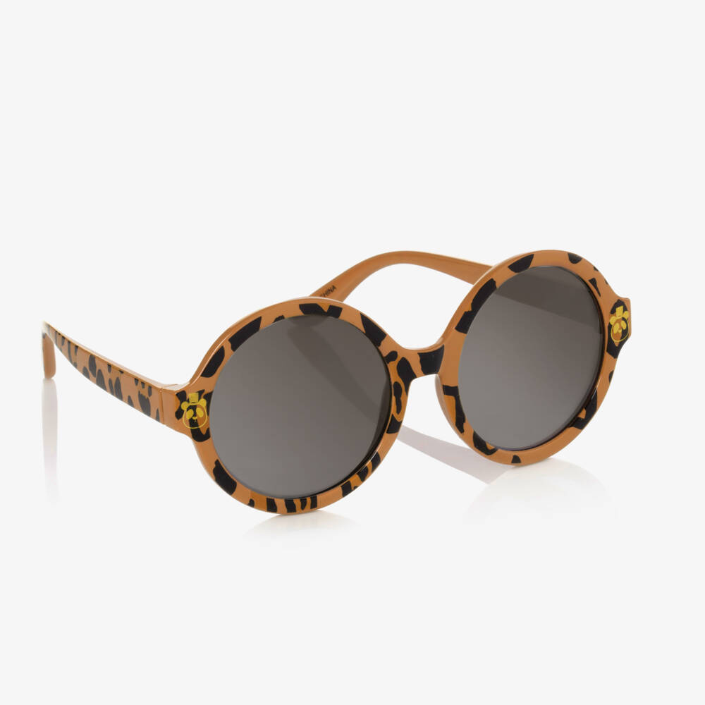 Mini Rodini-Beige Leopard Print Round Sunglasses | Childrensalon Outlet